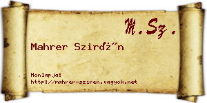Mahrer Szirén névjegykártya